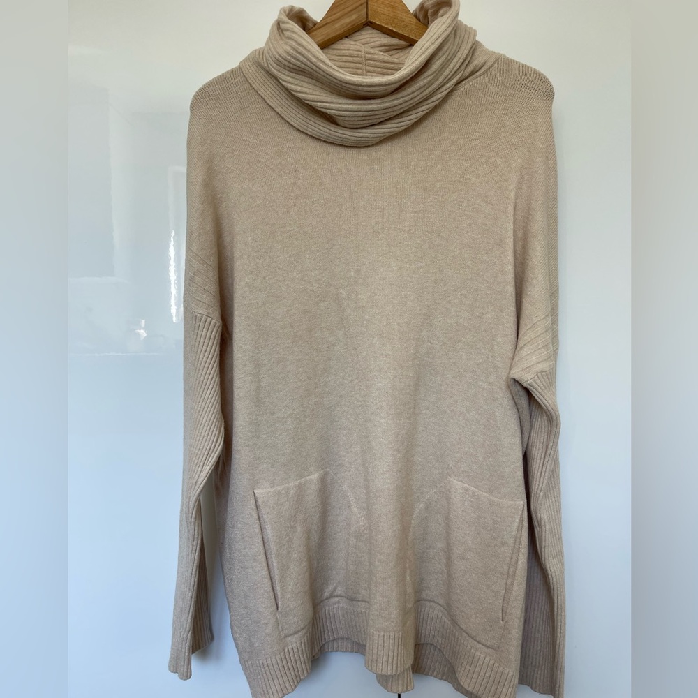 Cowl neck sweater tunic with pockets